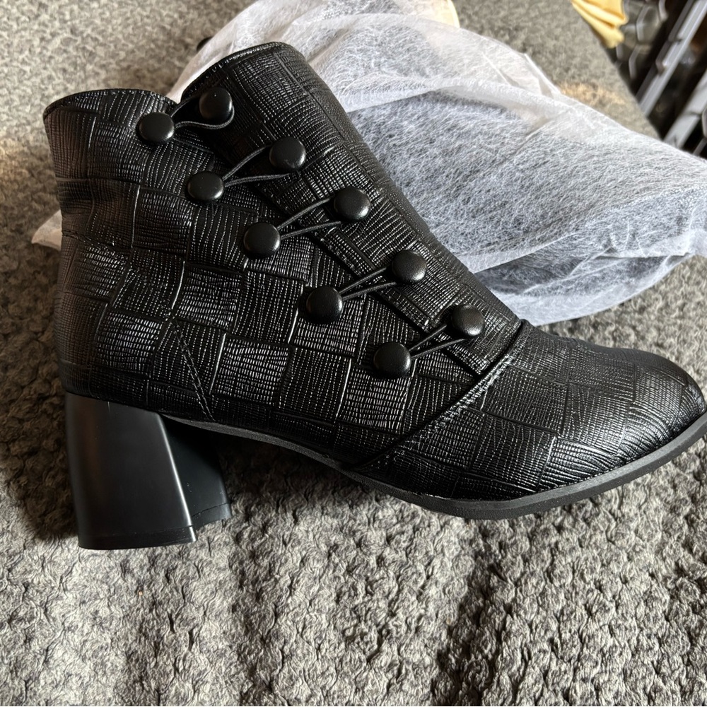 Black Ankle Boots with 2” chunky heel